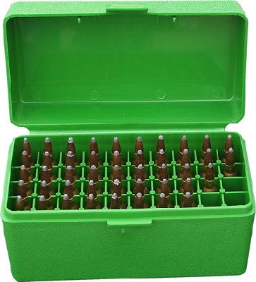 MTM Rifle Ammo Box - 50 Round Flip-Top 243 Win 308 Win 220 Swift - Green