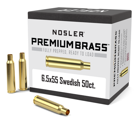 Nosler Premium Unprimed Brass Cases 6.5x55 Swedish Mauser (50pk) - NCB6555