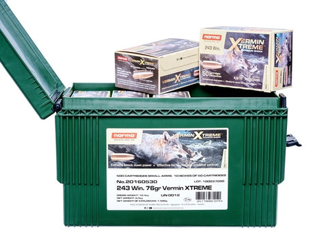 Norma 243 Winchester 76 Grain Vermin Xtreme HP (500pk)