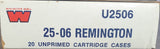 Winchester Unprimed Brass Cases 25-06 Remington (20pk)(U2506)