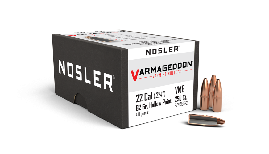 Nosler Varmageddon Bullets 22 Caliber (224 Diameter) 62 Grain Flat Base Hollow Point (250pk)
