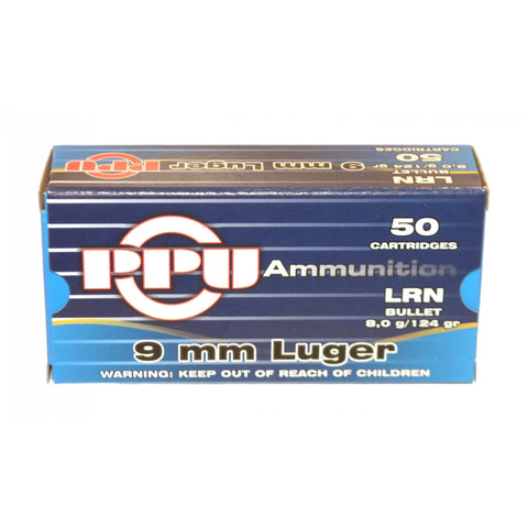 PPU  Ammunition 9MM 124 Grain LRN  (50pk)