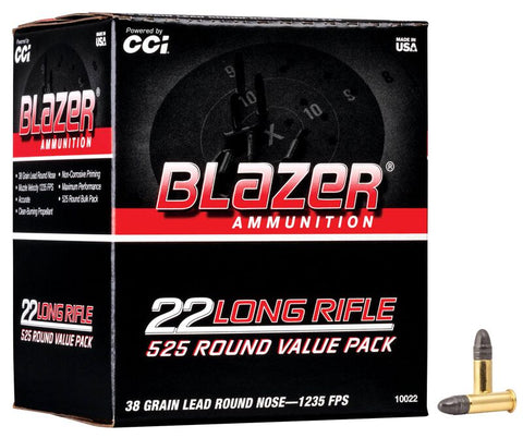 CCI Blazer Ammunition 22 Long Rifle (22LR) 38 Grain Lead Round Nose (525pk)
