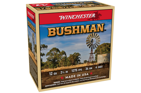 Winchester Bushman Ammunition 12 Gauge 2-3/4" 34gm  #4 Shot (25pk)