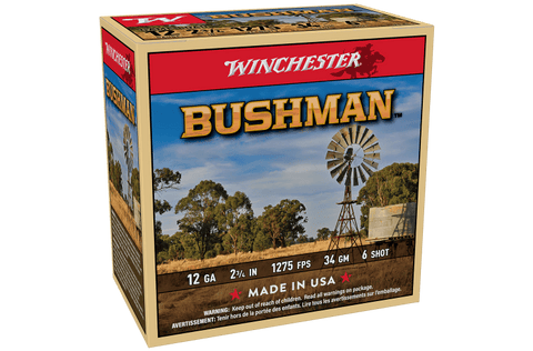 Winchester Bushman Ammunition 12 Gauge 2-3/4" 34gm  #6 Shot (25pk) (Copy)