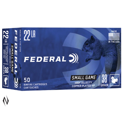 Federal Small Game HV HP Ammunition 22 Long Rifle (22LR) High Velocity 38 Grain Plated Hollow Point (HP) (50pk)