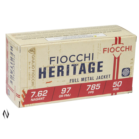 Fiocchi Heritage Ammunition 7.62x38R Nagant 98 Grain Full Metal Jacket (50pk)
