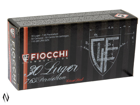 Fiocchi Heritage Ammunition 30 Luger (7.65 Parabellum) 110 Grain Lead Round Nose (50pk)