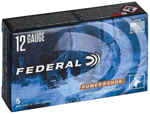 Federal Power-Shok Ammunition 12 Gauge, 2-3/4", 00 Buckshot (5pk)