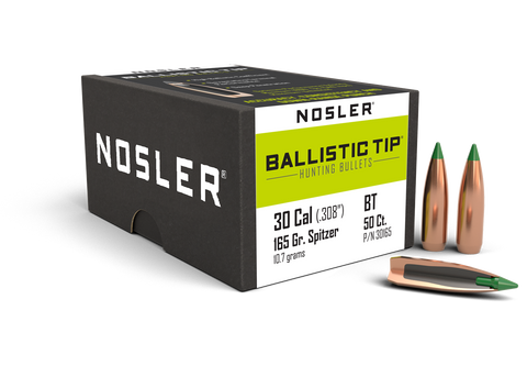 Nosler Ballistic Tip Hunting Bullets 30 Caliber (308 Diameter) 165 Grain Spitzer (50pk)