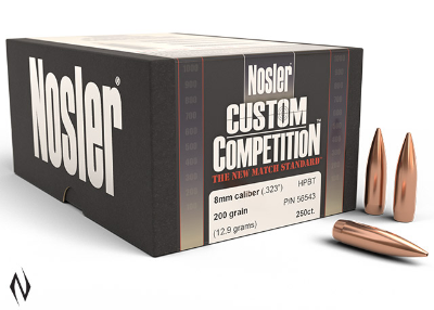 Nosler Custom Competition Bullets 8mm (323 Diameter) 200 Grain Hollow Point Boat Tail (250pk)