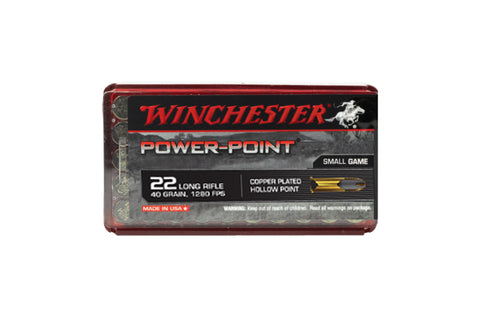 Winchester Power-Point Ammunition 22LR 40 Grain Copper Plated Hollow Point (50pk) (PP22LRH)