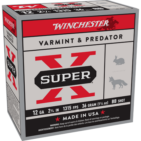 Winchester Super X Ammunition 12 Gauge 2-3/4" 36 Gram BB Shot (25pk)