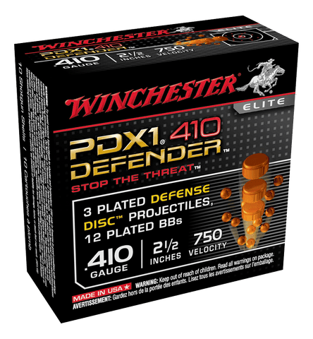 Winchester PDX1 Defender Ammunition 410 Bore 2-1/2" 3 Disks over 1/4 oz BB Shot (10pk)