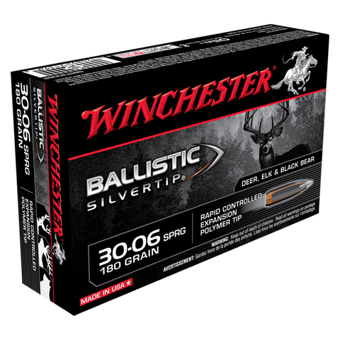 Winchester Ballistic Silvertip Ammunition 30-06 Springfield 180 Grain Rapid Controlled Expansion Polymer Tip (20pk)