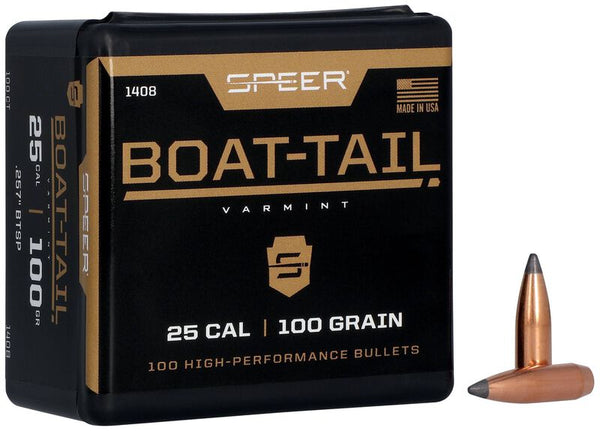 Speer Boat-Tail Bullets 25 Caliber (257 Diameter) 100 Grain Spitzer Bo ...