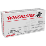 Winchester USA White Box Ammunition 9mm Luger 125 Grain Lead Round Nose (50pk)