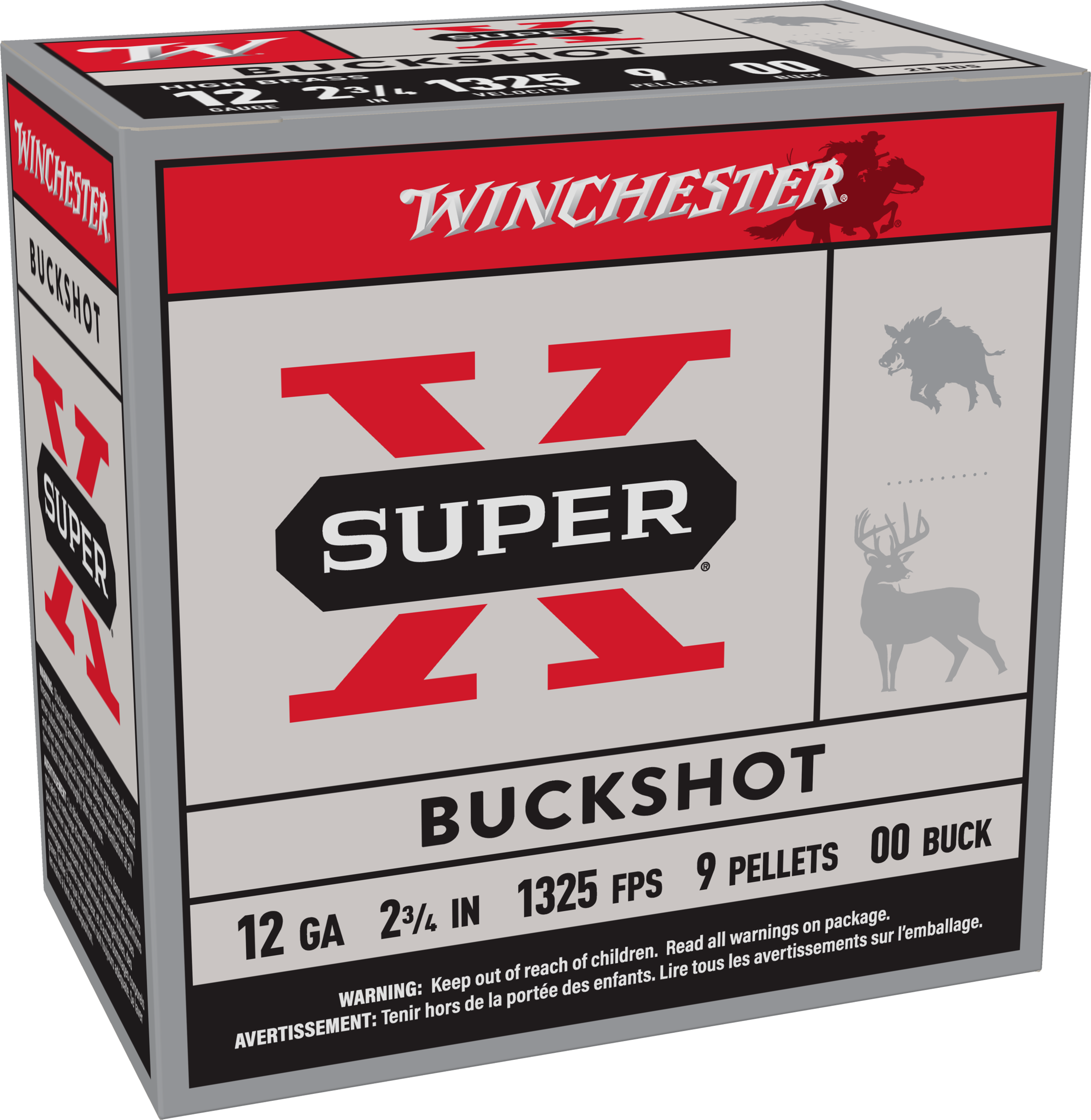 Winchester 12 Gauge Ammunition 2-3/4" 00 Buckshot 9 Pellets (25pk)