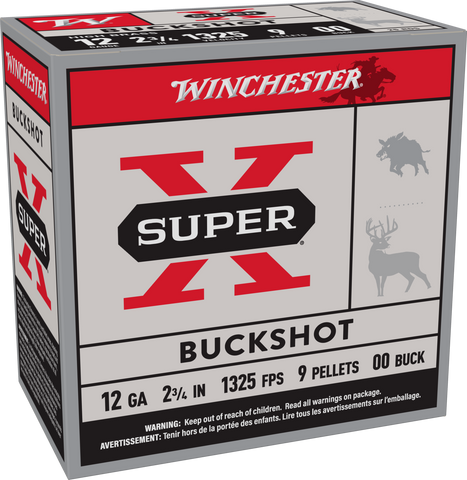 Winchester 12 Gauge Ammunition 2-3/4" 00 Buckshot 9 Pellets (25pk)