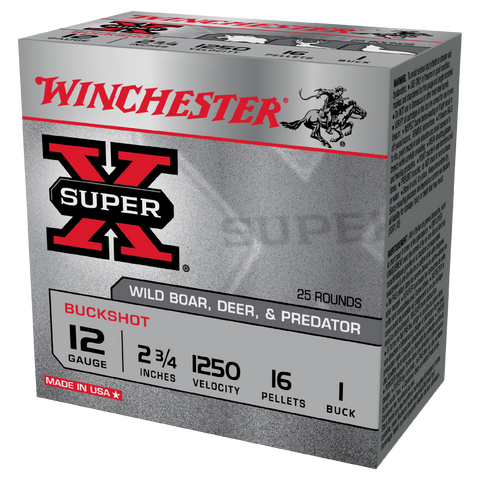 Winchester Super-X 12 Gauge Ammunition 2-3/4" 1-1/4 oz 16 Pellets (25pk)