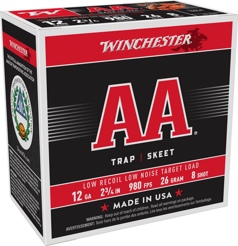 Winchester AA Low Recoil Target Ammunition 12 Gauge 2-3/4" 7/8 oz #8 Shot 980 fps (25pk)
