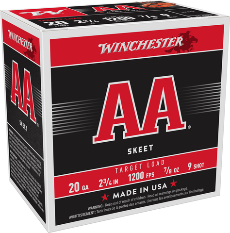 Winchester AA Target 20 Gauge Ammunition 2-3/4" 7/8 oz #9 Shot (25pk)