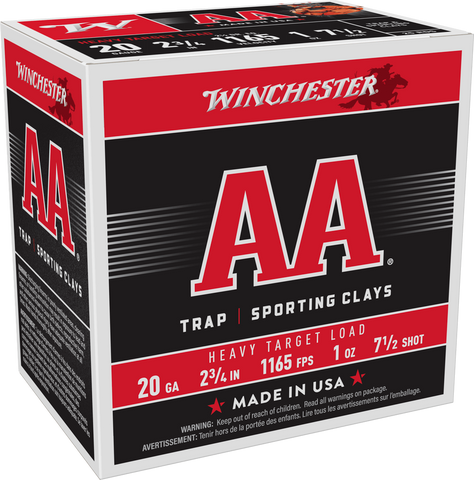 Winchester AA 20 Gauge Ammunition 2-3/4" 1 oz #7 1/2 Shot (25pk)