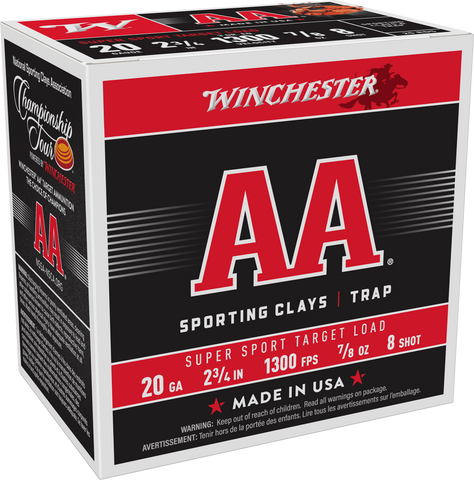 Winchester AA Sporting Clays 20Ga Ammunition 2-3/4" 7/8 oz #8 Shot (25pk)