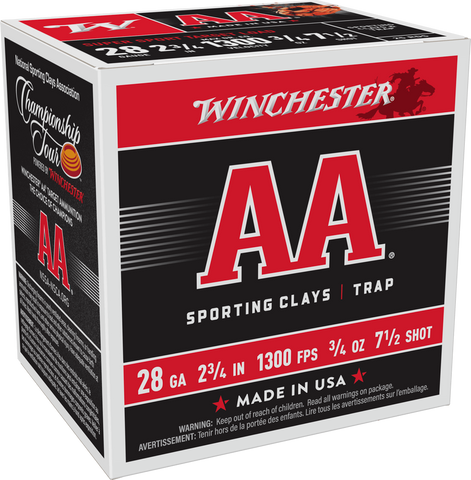 Winchester AA Ammunition 28 Gauge 2-3/4" 3/4 oz #7-1/2 Shot (25pk)