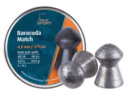 H&N Baracuda Match .177 Cal Air Pellets (4.52) 0.69g / 10.65gr >16J (400pk) (2477)