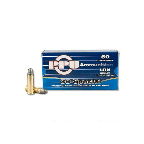 PPU 38 Special Ammunition 158 Grain Lead Round Nose  (50pk)