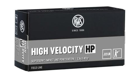 RWS High Velocity HP Ammunition 22 Long Rifle (22LR) 40 Grain Hollow Point (50pk)