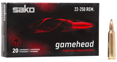 Sako Gamehead 22-250 Remington Ammunition 50 Grain Soft Point (20pk)