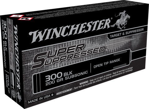 Winchester Super Supressed Ammunition 300 Blackout 200 Grain Open Tip (20pk)