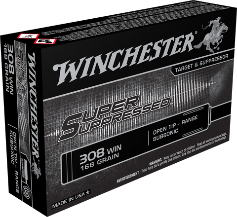 Winchester Super Suppressed Ammunition 308 Winchester 168 Grain Open Tip (20pk)