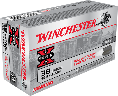 Winchester Super-X Cowboy Ammunition 38 Special 158 Grain Lead Flat Nose (50pk)