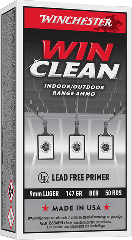 Winchester WinClean Ammunition 9mm Luger 147 Grain Brass Enclosed Base (50pk)