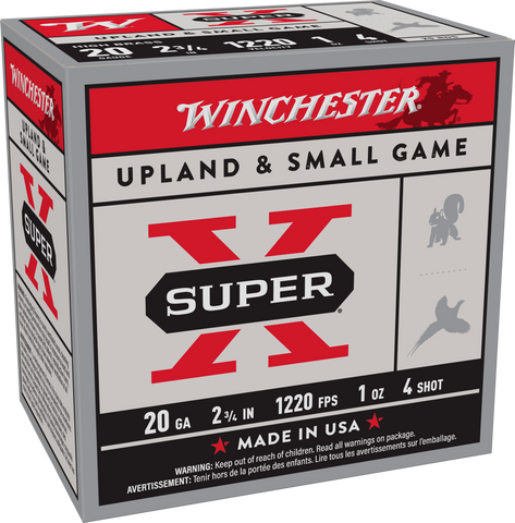 Winchester Super-X 20 Gauge Ammunition 2-3/4" 1 oz #4 Shot (25pk) (X204)
