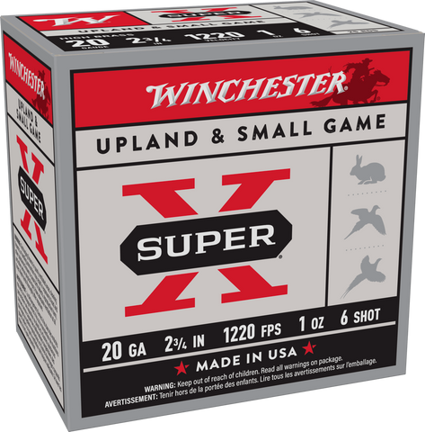 Winchester Super-X 20 Gauge Ammunition 2-3/4" 1 oz #6 Shot (25pk) (X206)