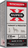 Winchester Super-X Ammunition 218 Bee 46 Grain Jacketed Hollow Point (50pk)