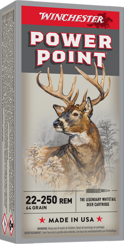 Winchester Power-Point Ammunition 22-250 Remington 64 Grain Soft Point (20pk)