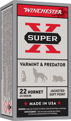 Winchester Super-X Ammunition 22 Hornet 45 Grain Jacketed Soft Point (50pk)
