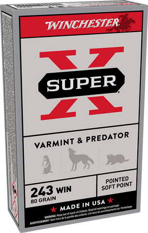 Winchester Super-X Ammunition 243 Winchester 80 Grain Pointed Soft Point (20pk)