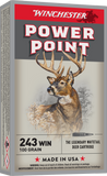 Winchester Power-Point Ammunition 243 Winchester 100 Grain Soft Point (20pk)