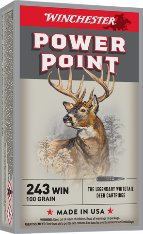 Winchester Power-Point Ammunition 243 Winchester 100 Grain Soft Point (20pk)