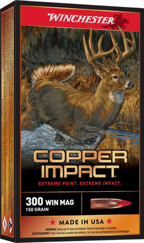 Winchester Copper Impact Ammunition 300 Winchester Magnum 150 Grain Copper Extreme Point (20pk)