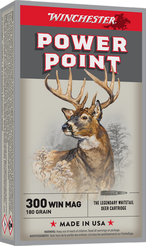 Winchester Power-Point Ammunition 300 Winchester Magnum 180 Grain Soft Point (20pk)