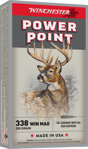 Winchester Power-Point Ammunition 338 Winchester Magnum 200 Grain Soft Point (20pk)