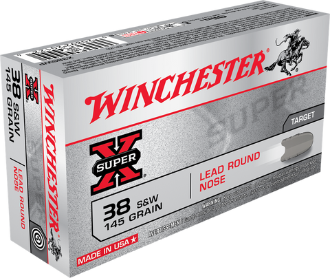 Winchester Super-X Ammunition 38 S&W 145 Grain Lead Round Nose (50pk)