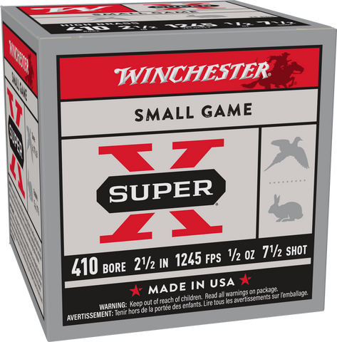 Winchester Super-X High Brass Ammunition 410 Bore 2-1/2" 1/2 oz #7-1/2 Shot (25pk)